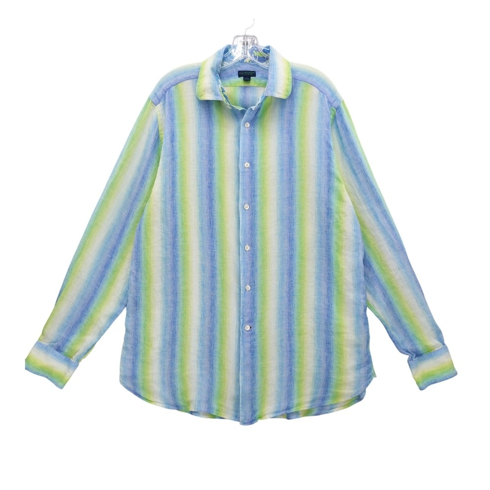 Lilly Pulitzer Via Palm Beach Linen Wyeth Shirt Striped Button Down L‎